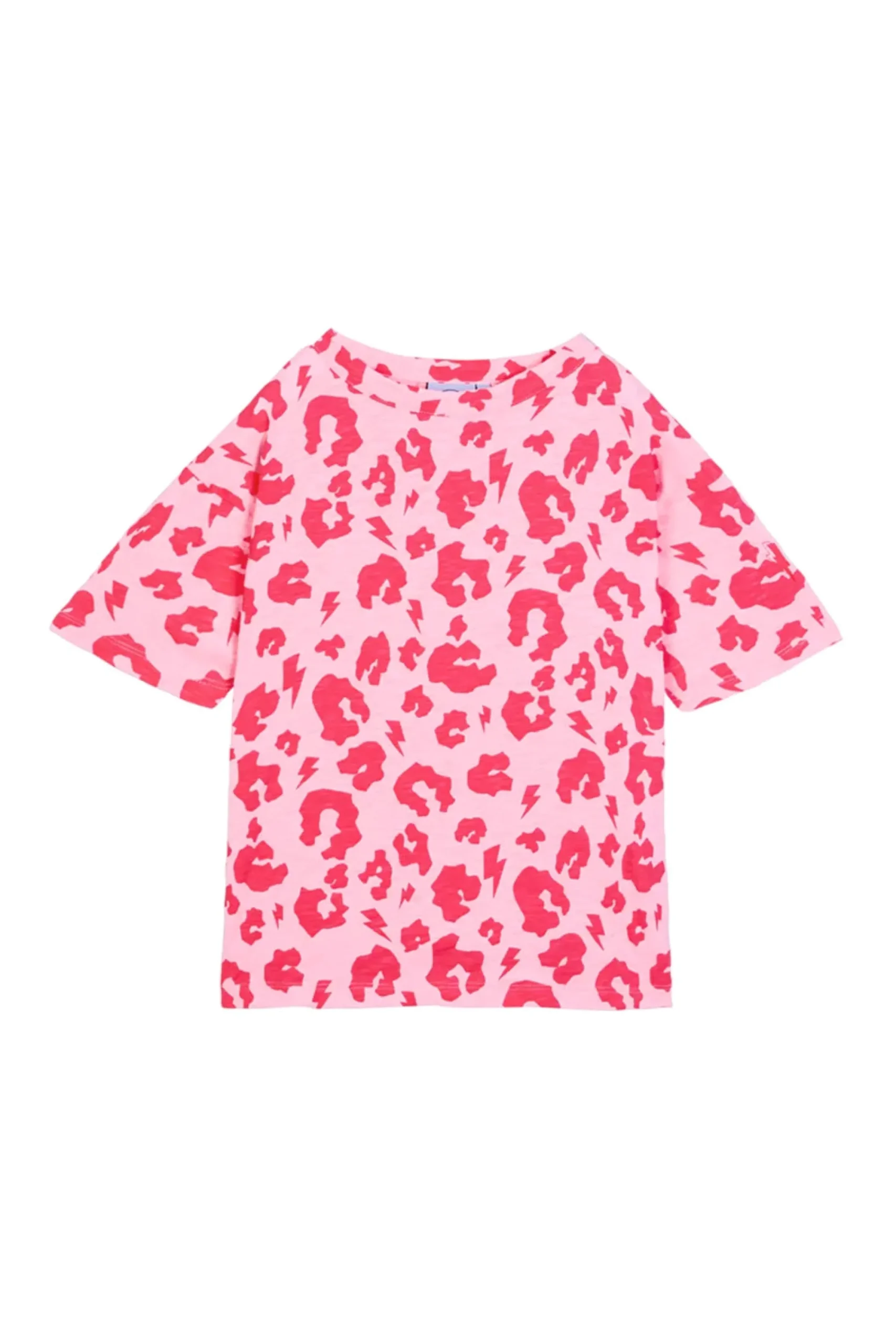 Women Scamp & Dude Kids Pink with Neon Pink Leopard Oversized T-Shirt