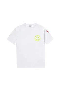 Women Scamp & Dude Kids White with Neon Yellow Smile Back Slogan Relaxed T-Shirt