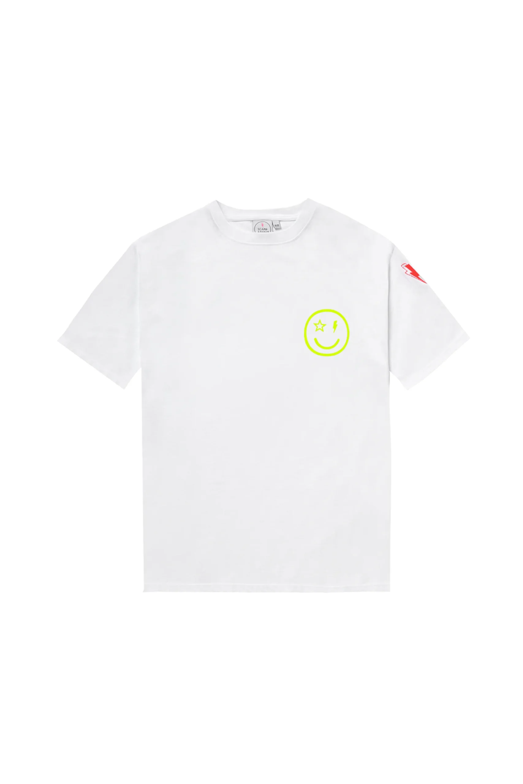 Women Scamp & Dude Kids White with Neon Yellow Smile Back Slogan Relaxed T-Shirt