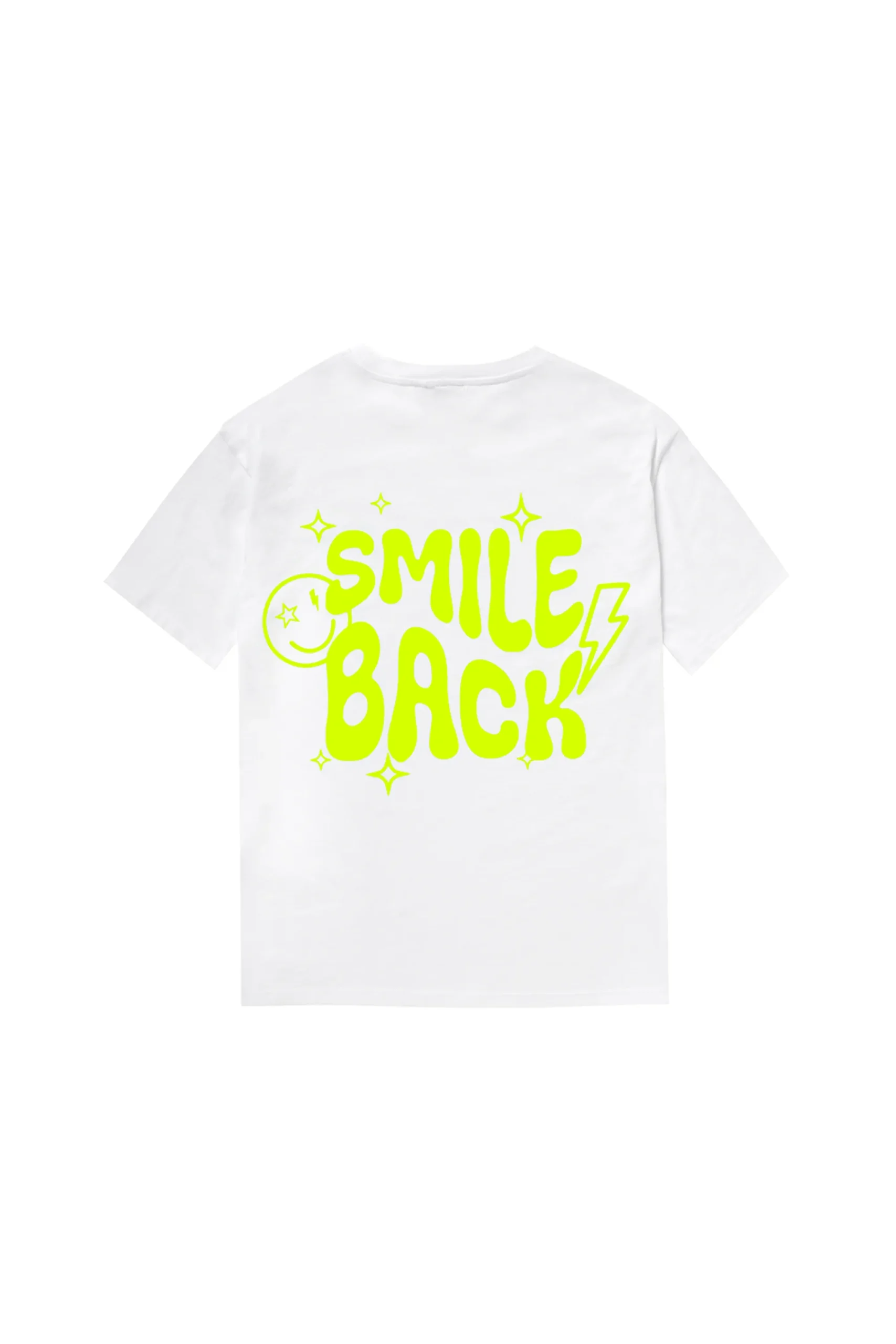 Women Scamp & Dude Kids White with Neon Yellow Smile Back Slogan Relaxed T-Shirt