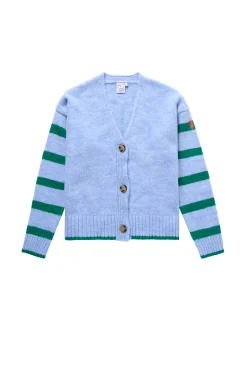 Women Scamp & Dude Light Blue and Green Stripe Cardigan