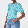 Women Scamp & Dude Light Blue with Green Graphic Tiger T-Shirt