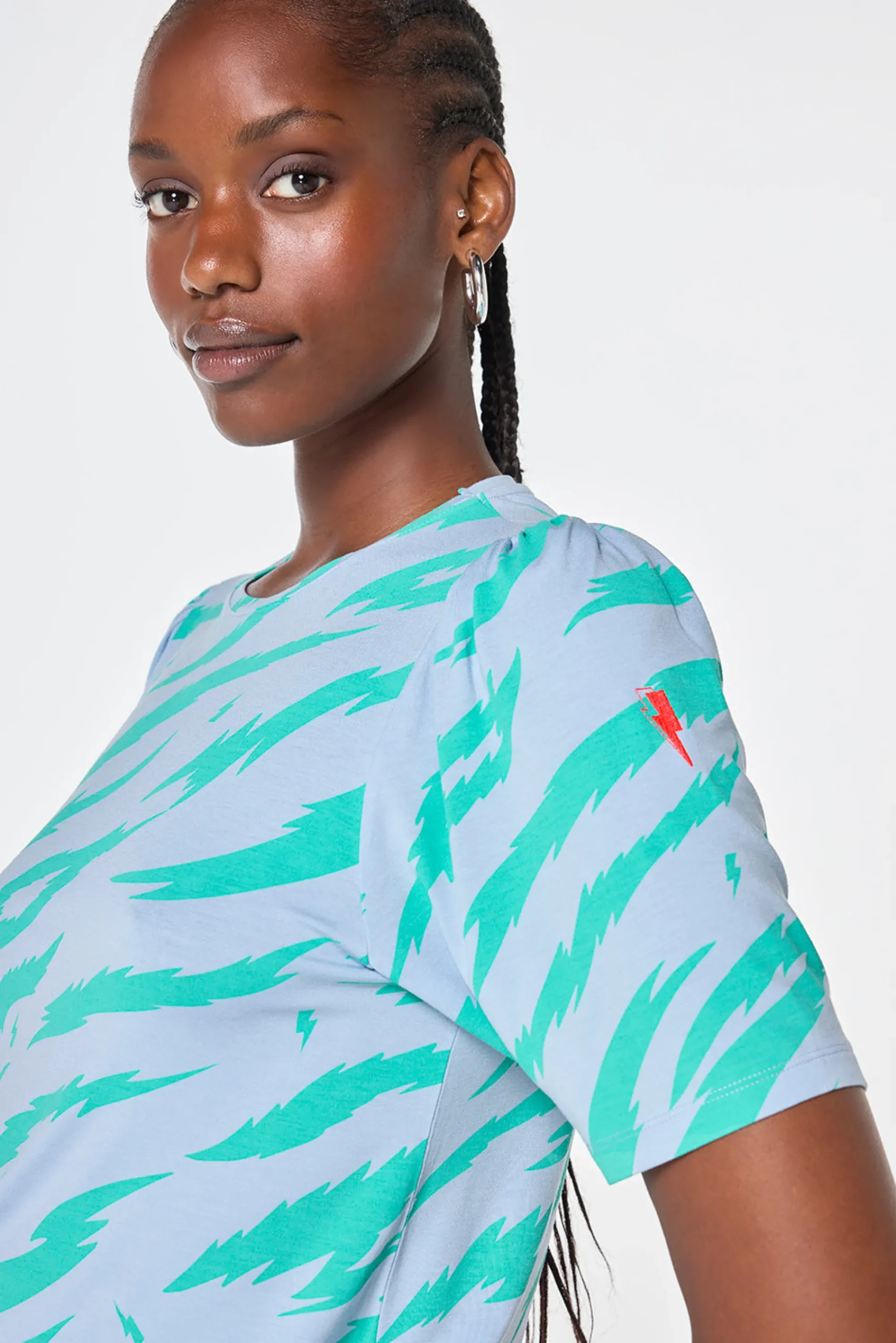 Women Scamp & Dude Light Blue with Green Graphic Tiger T-Shirt