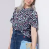 Women Scamp & Dude Light Blue with Rainbow Shadow Leopard Puff Sleeve T-Shirt