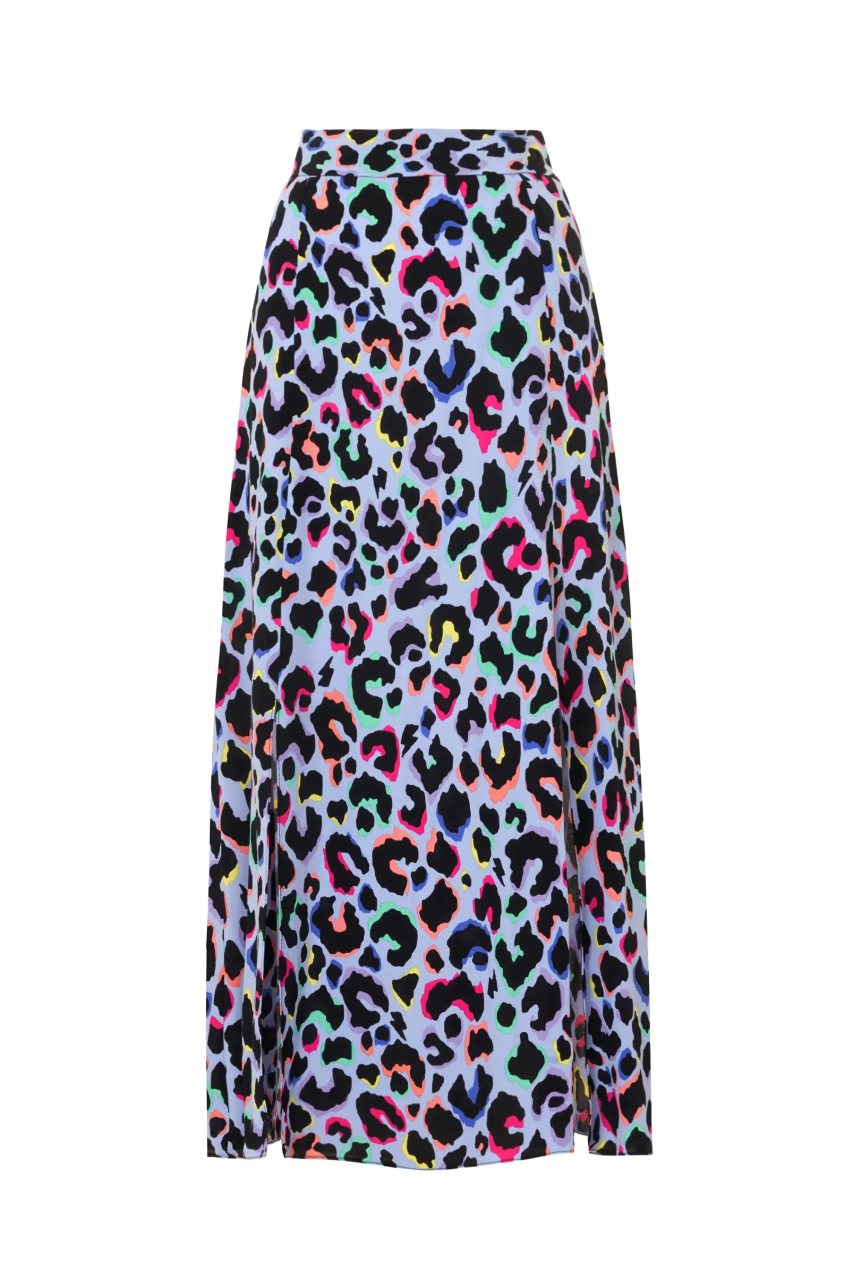 Women Scamp & Dude Light Blue with Rainbow Shadow Leopard Split Front Skirt