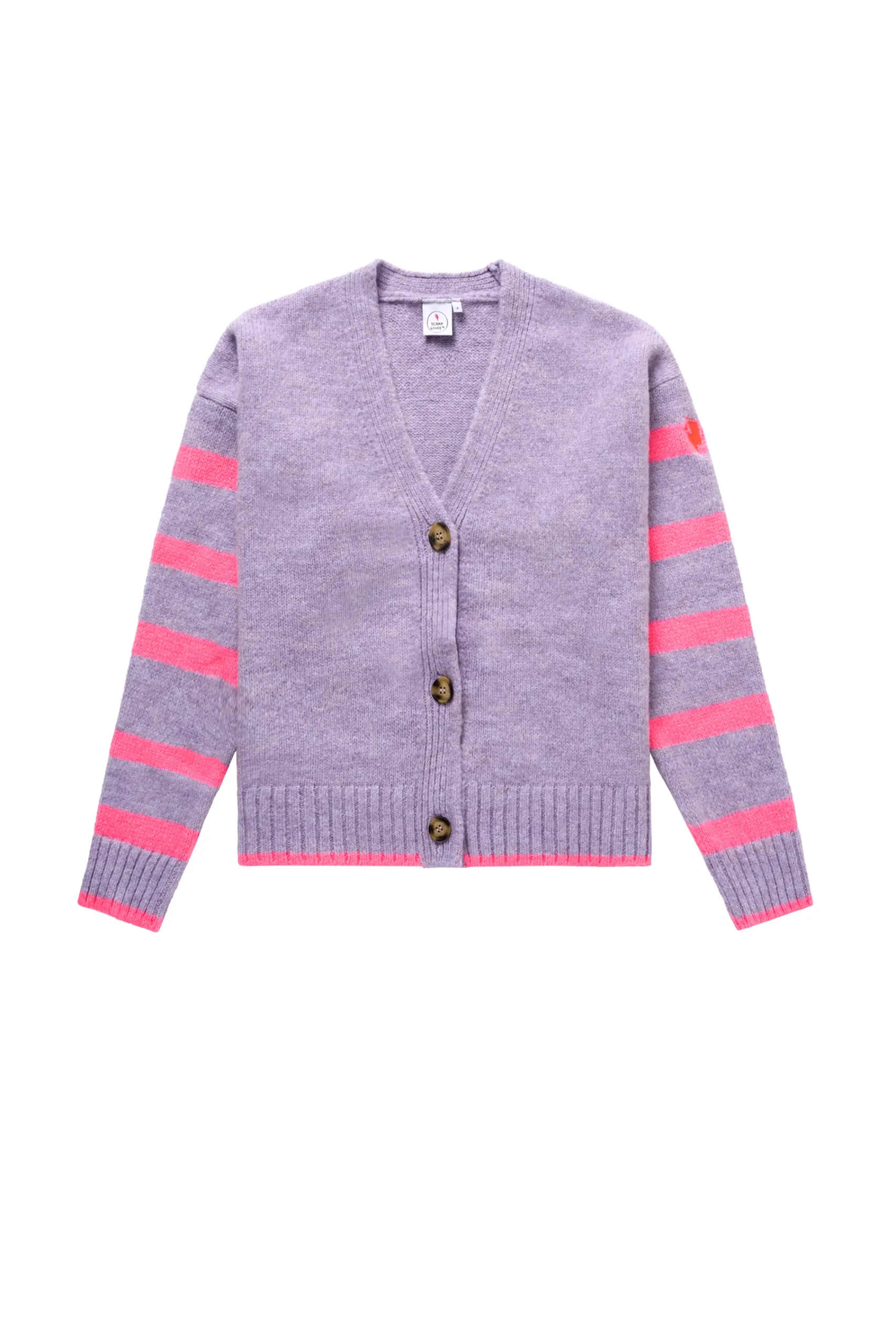 Women Scamp & Dude Lilac and Neon Pink Stripe Cardigan