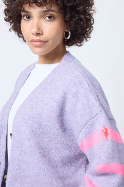 Women Scamp & Dude Lilac and Neon Pink Stripe Cardigan