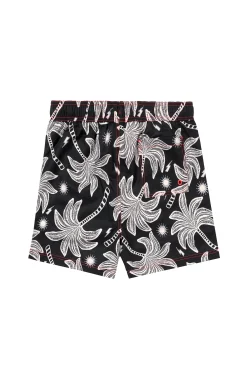 Women Scamp & Dude Men's Black with Off White Palm Spring Swim Shorts