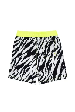 Women Scamp & Dude Men's Ivory with Black Shadow Tiger Swim Shorts