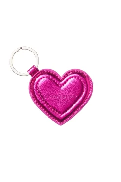 Women Scamp & Dude Metallic Pink Heart Keyring