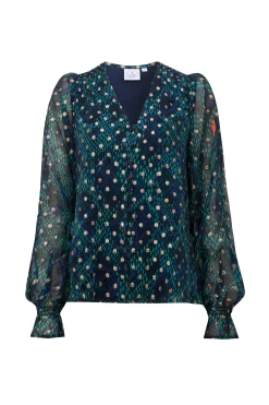 Women Scamp & Dude Midnight with Teal Snake Print Foil Blouse