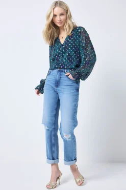 Women Scamp & Dude Midnight with Teal Snake Print Foil Blouse
