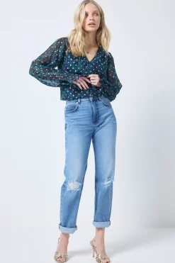 Women Scamp & Dude Midnight with Teal Snake Print Foil Blouse