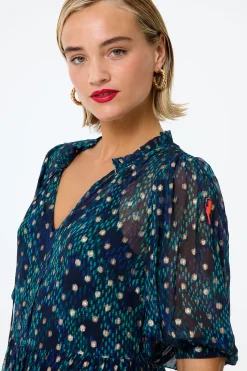 Women Scamp & Dude Midnight with Teal Snake Print Chiffon Tiered Maxi Dress