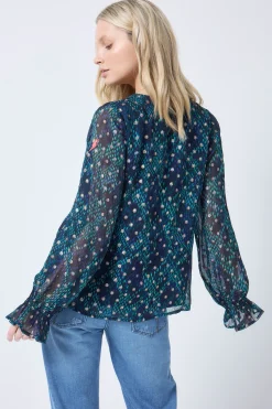 Women Scamp & Dude Midnight with Teal Snake Print Foil Blouse