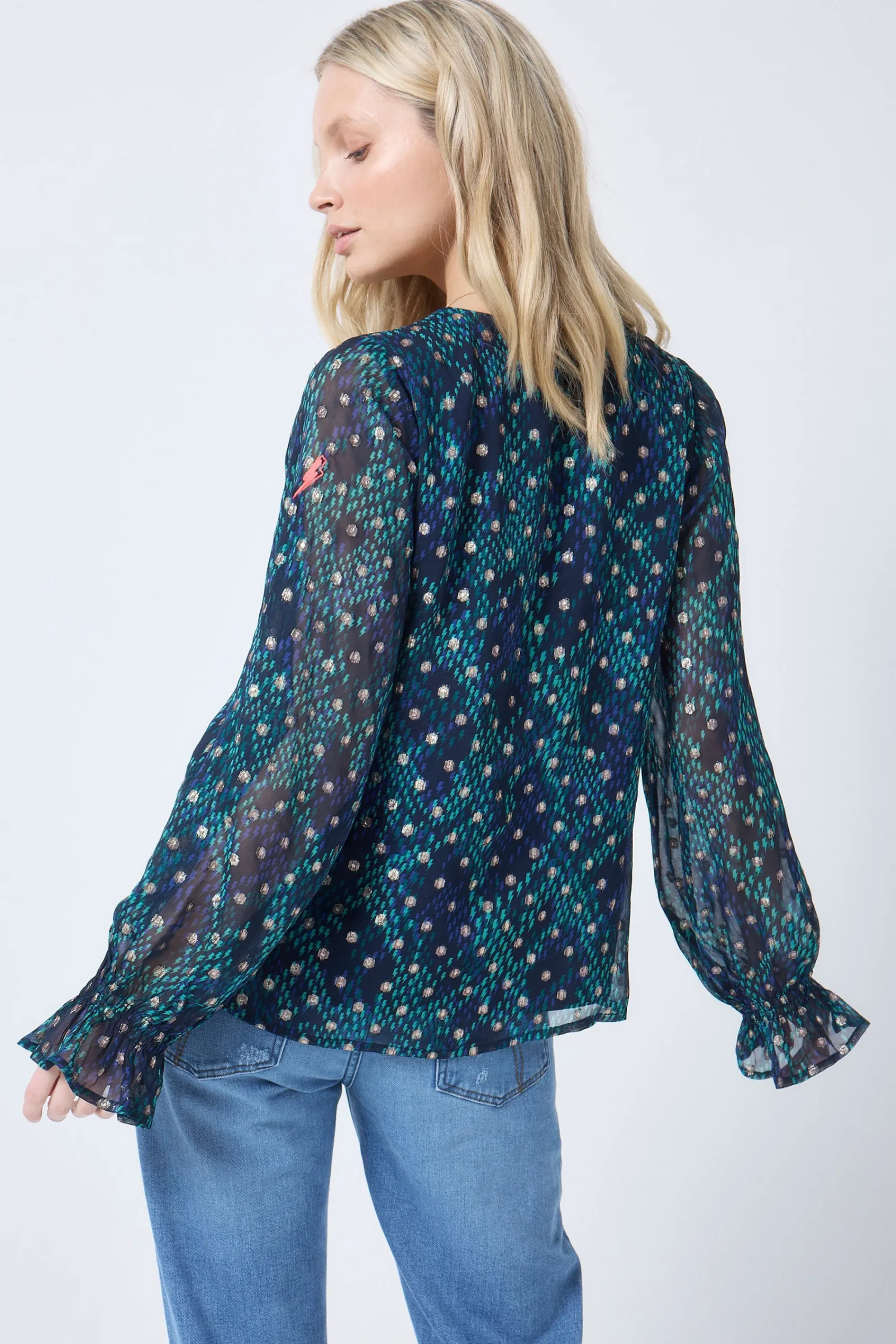Women Scamp & Dude Midnight with Teal Snake Print Foil Blouse