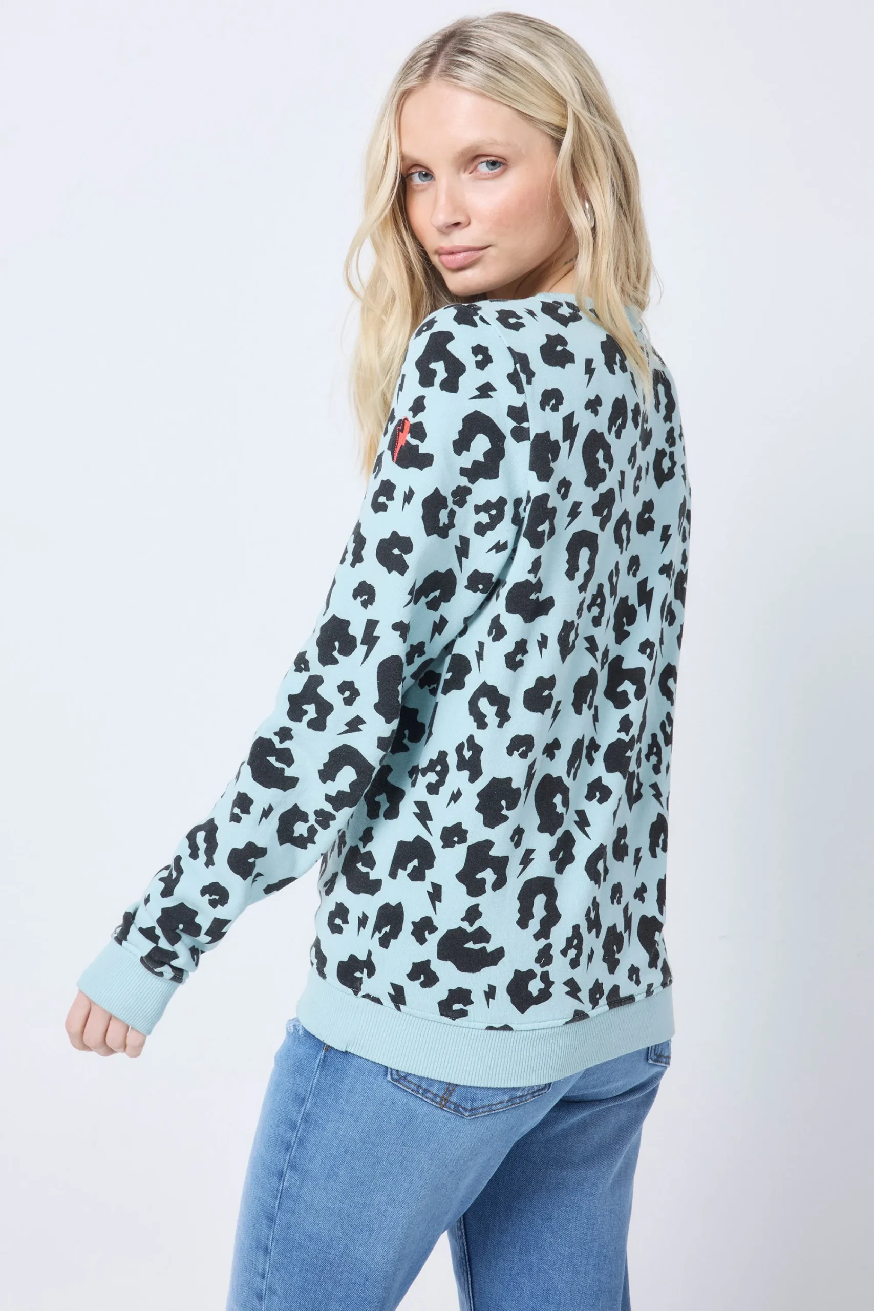 Women Scamp & Dude Mint with Black Leopard Classic Sweatshirt