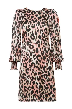 Women Scamp & Dude Mixed Neutral with Black Shadow Leopard Short Dress