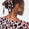 Women Scamp & Dude Mixed Neutral with Black Shadow Leopard Surplus Fabric Bow Scrunchie
