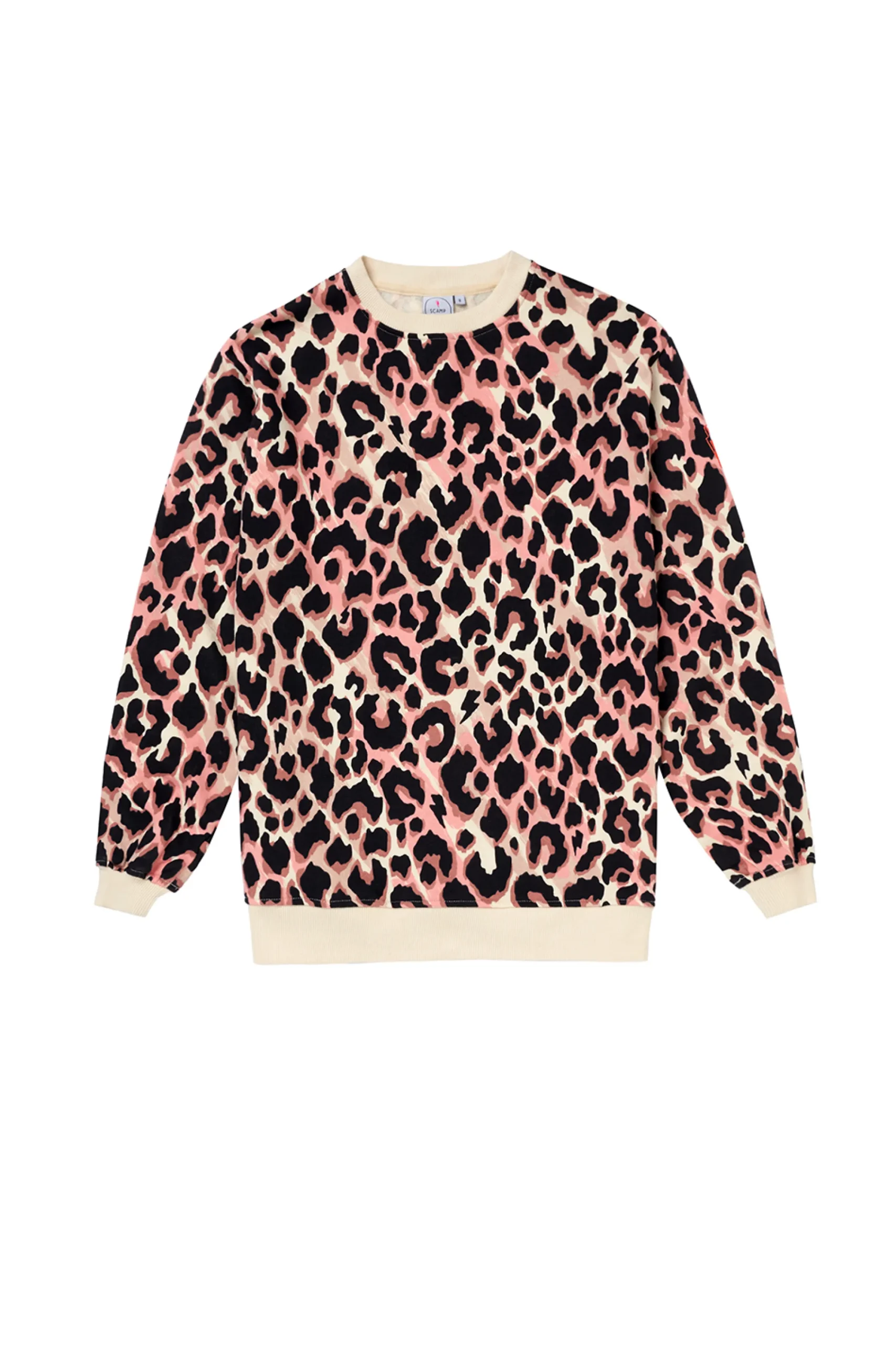 Women Scamp & Dude Mixed Neutral with Black Shadow Leopard Oversized Sweatshirt