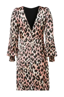 Women Scamp & Dude Mixed Neutral with Black Shadow Leopard Short Dress