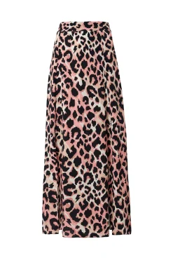 Women Scamp & Dude Mixed Neutral with Black Shadow Leopard Split Front Skirt