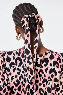 Women Scamp & Dude Mixed Neutral with Black Shadow Leopard Surplus Fabric Bow Scrunchie