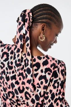 Women Scamp & Dude Mixed Neutral with Black Shadow Leopard Surplus Fabric Bow Scrunchie