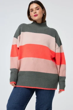 Women Scamp & Dude Multi Colour Oversized Turtleneck Jumper