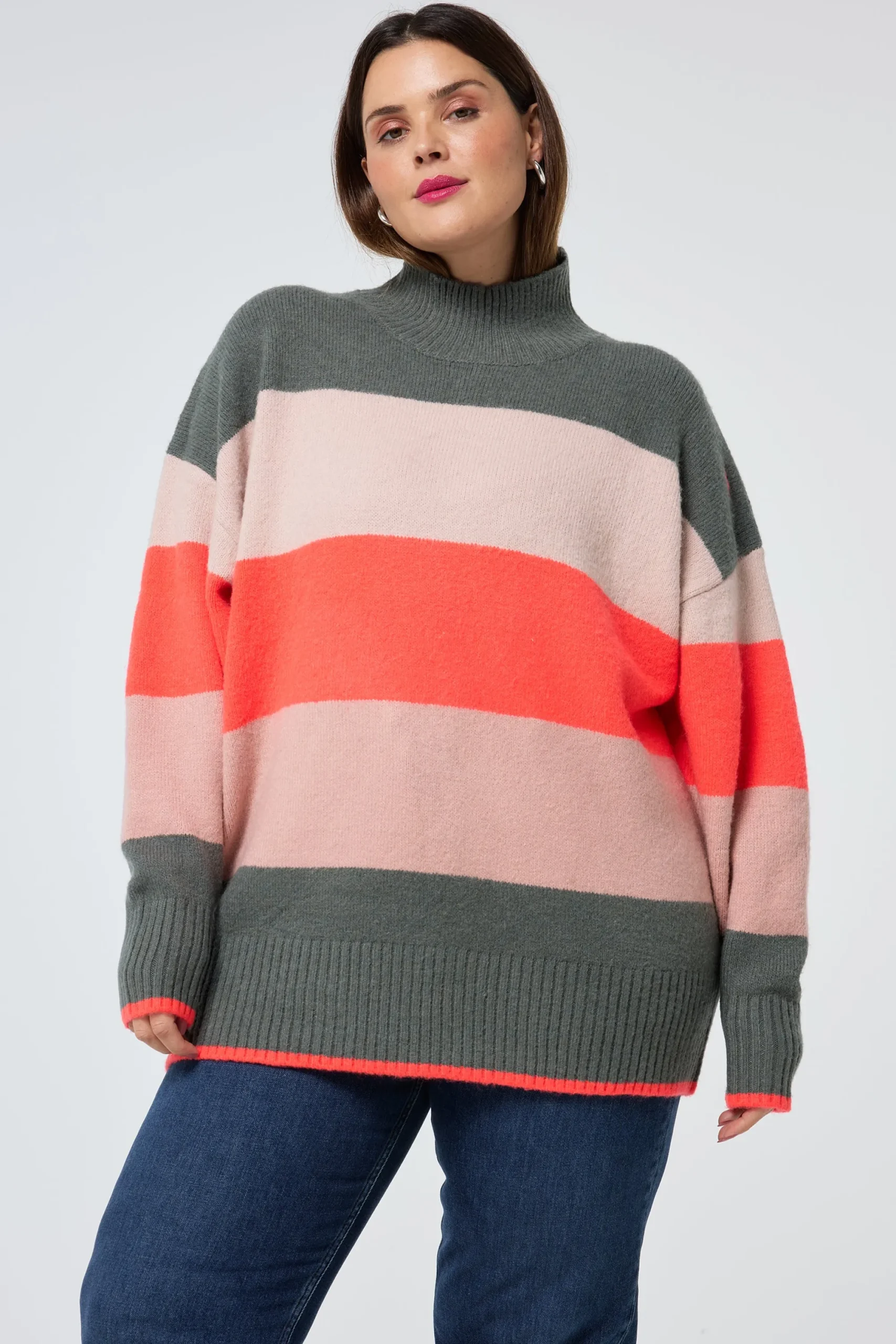 Women Scamp & Dude Multi Colour Oversized Turtleneck Jumper