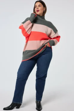Women Scamp & Dude Multi Colour Oversized Turtleneck Jumper