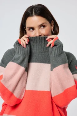 Women Scamp & Dude Multi Colour Oversized Turtleneck Jumper