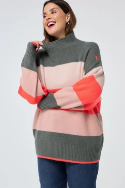 Women Scamp & Dude Multi Colour Oversized Turtleneck Jumper