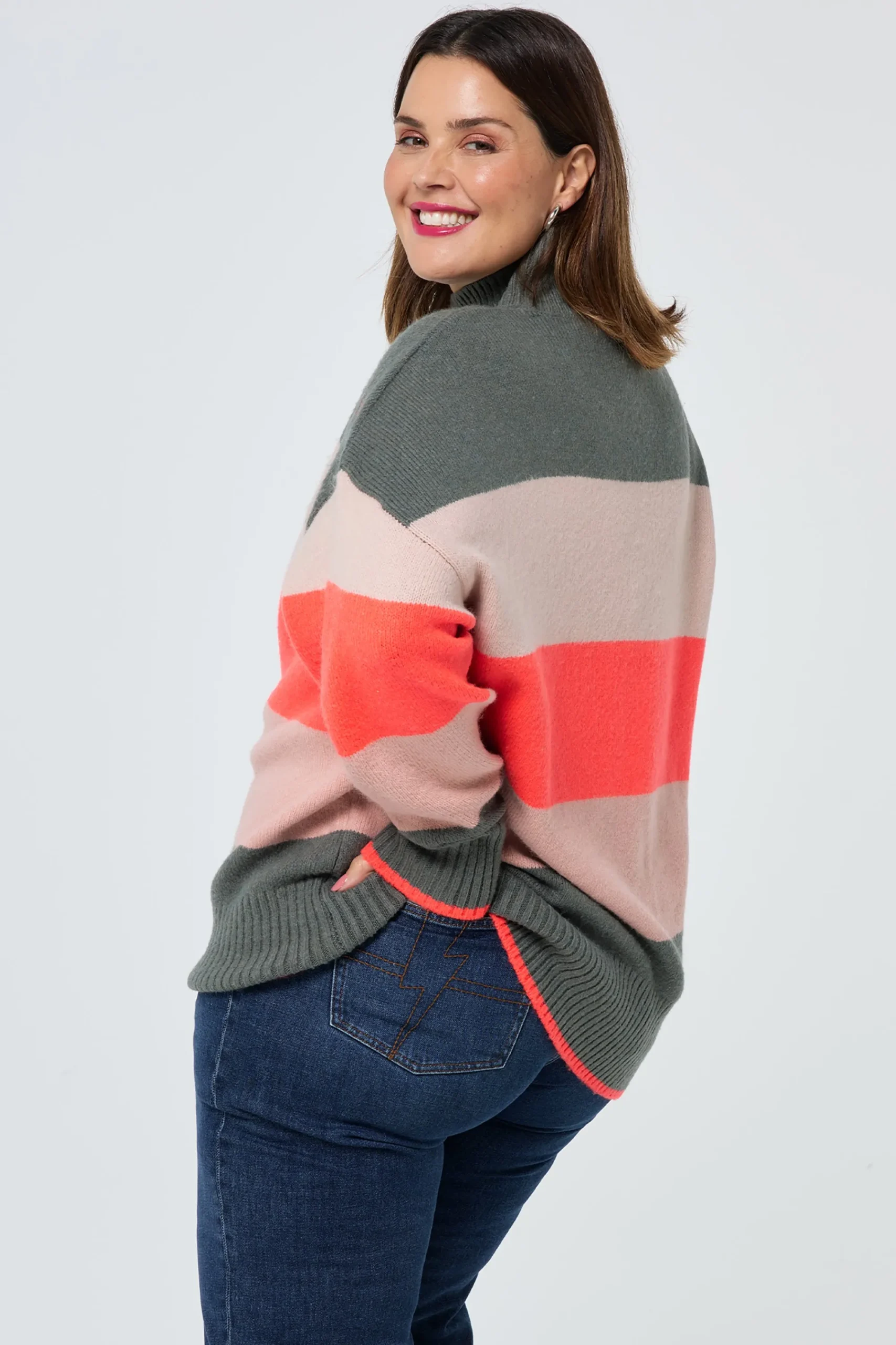 Women Scamp & Dude Multi Colour Oversized Turtleneck Jumper