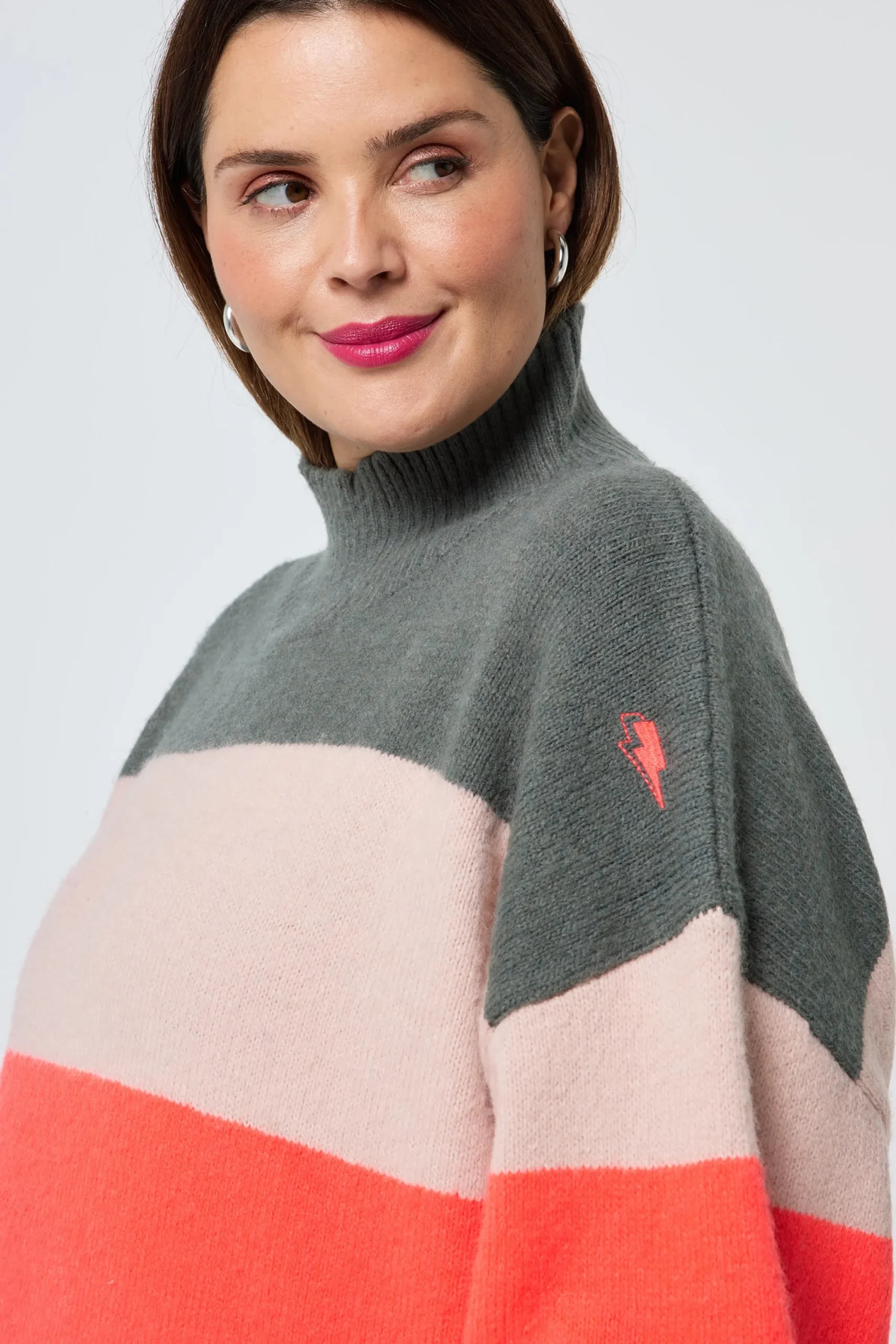 Women Scamp & Dude Multi Colour Oversized Turtleneck Jumper