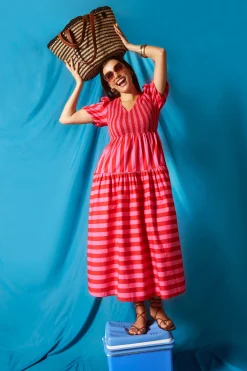 Women Scamp & Dude Natural with Black Stripe Straw Basket Bag