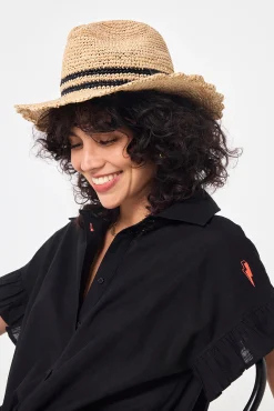 Women Scamp & Dude Natural with Black Stripe Straw Hat