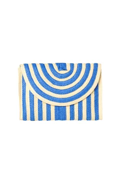 Women Scamp & Dude Natural with Blue Stripe Woven Clutch Bag