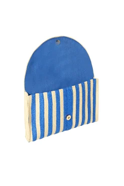 Women Scamp & Dude Natural with Blue Stripe Woven Clutch Bag