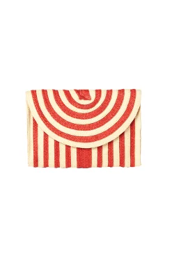 Women Scamp & Dude Natural with Red Stripe Woven Clutch Bag