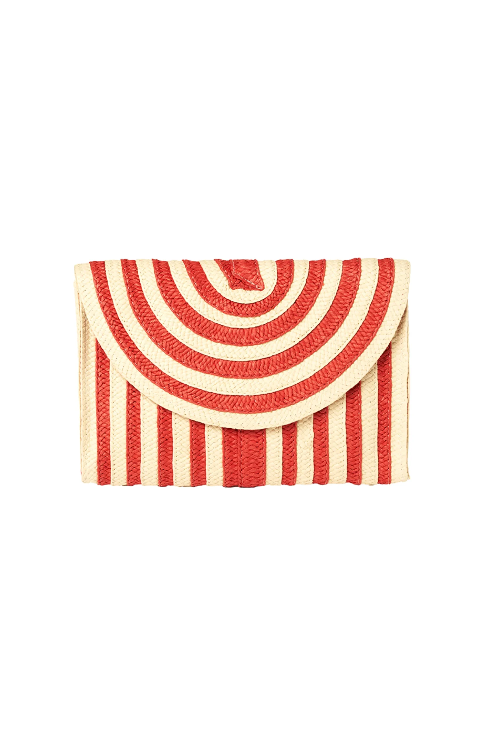 Women Scamp & Dude Natural with Red Stripe Woven Clutch Bag