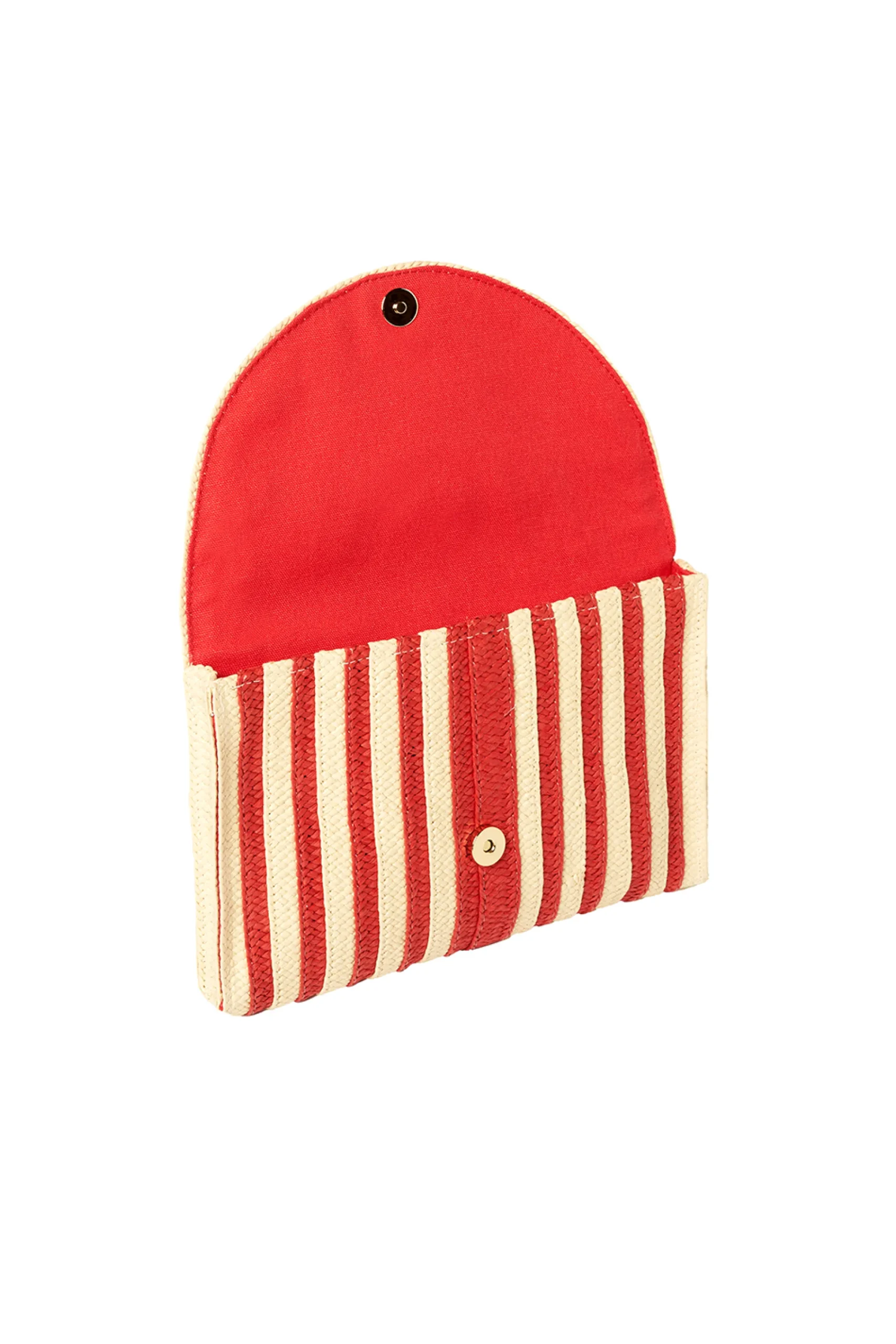 Women Scamp & Dude Natural with Red Stripe Woven Clutch Bag
