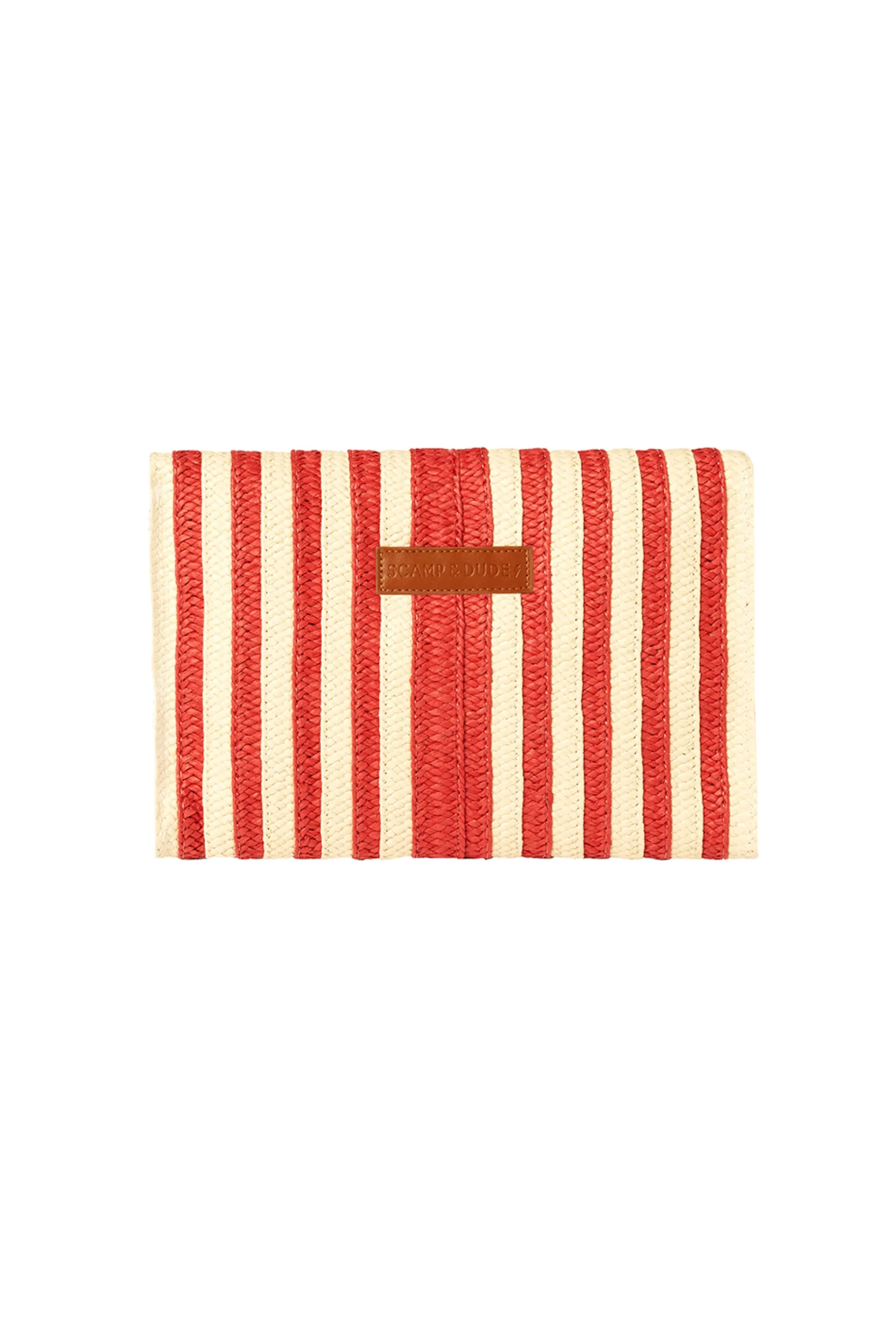 Women Scamp & Dude Natural with Red Stripe Woven Clutch Bag