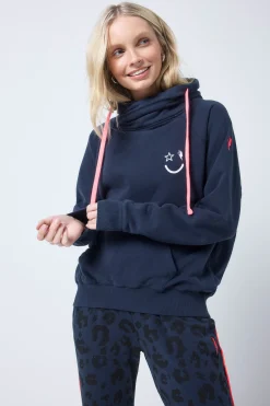 Women Scamp & Dude Navy Cowl Neck Hoodie