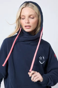 Women Scamp & Dude Navy Cowl Neck Hoodie