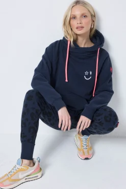 Women Scamp & Dude Navy Cowl Neck Hoodie