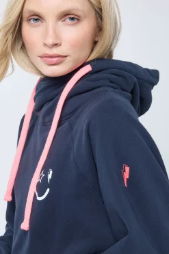 Women Scamp & Dude Navy Cowl Neck Hoodie