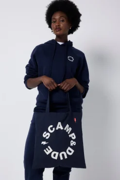 Women Scamp & Dude Navy Graphic Logo Tote Bag