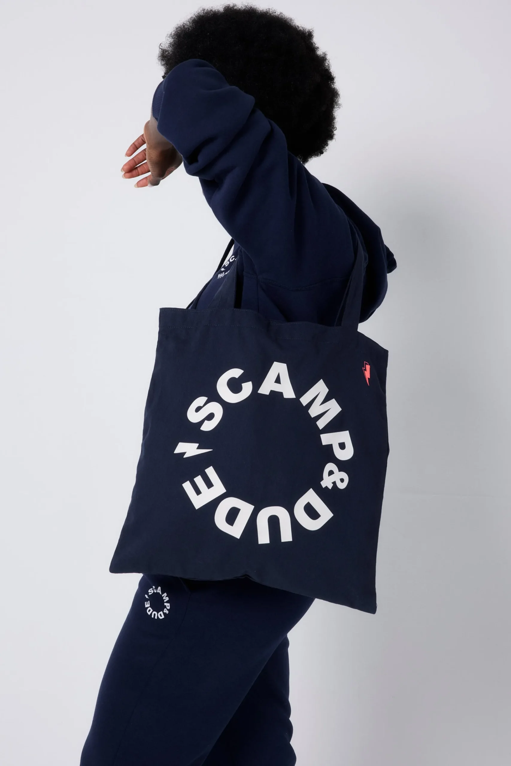 Women Scamp & Dude Navy Graphic Logo Tote Bag