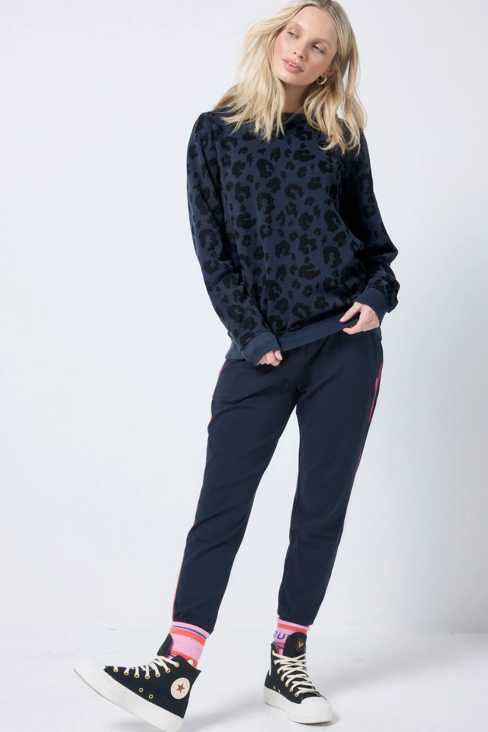 Women Scamp & Dude Navy Leopard Sweatshirt